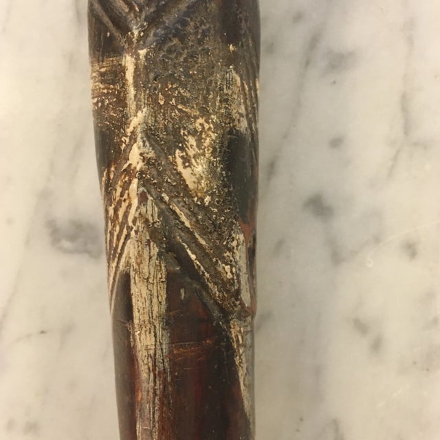 Brown Wood Hand Carved Flute For Sale - Image 8 of 12