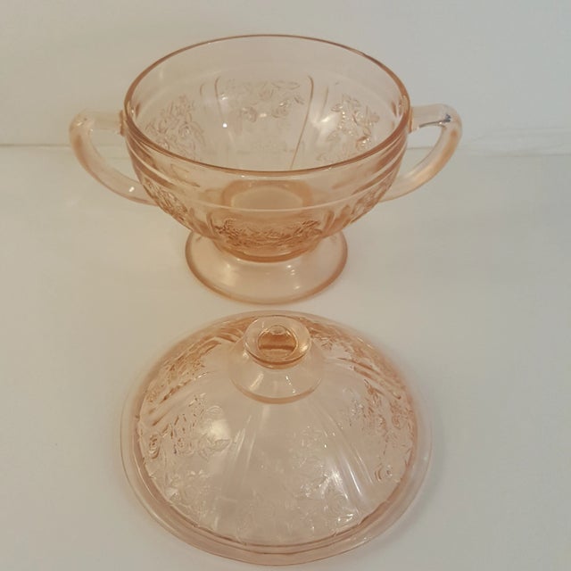Pattern: Sharon Color: Rose Glow Pink Manufacturer: Federal Glass Company Date Produced: 1935 Shape: Sugar Bowl