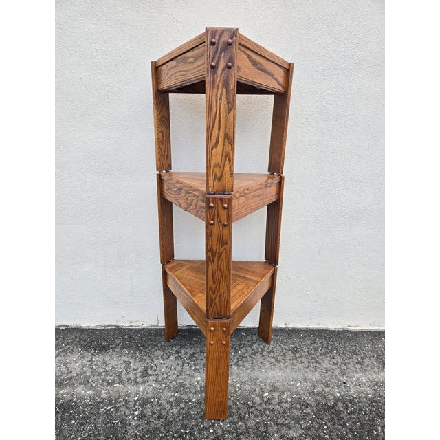 Mid-Century Modern 1970s Vintage Triangular Parquet Stacking Tables, Set of 3 For Sale - Image 3 of 11