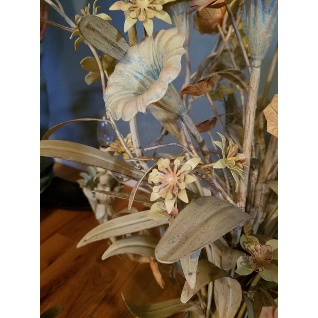 Large Early 21st Century Floral Tole Chandelier For Sale - Image 11 of 13
