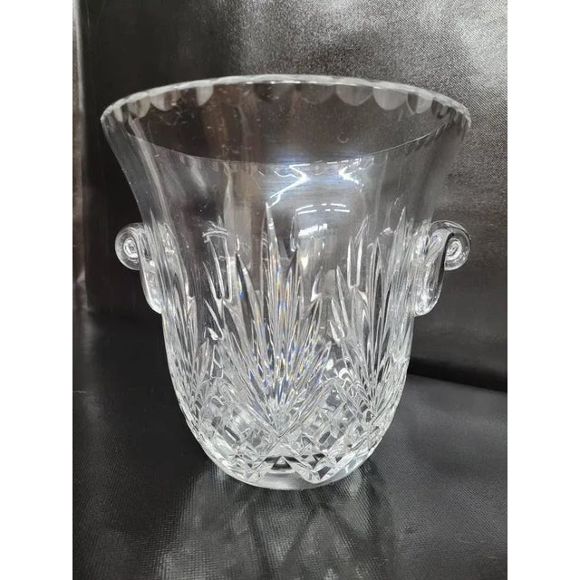 Vintage Crystal Etched Cut Glass Ice Bucket With Thongs - Set of 2 For Sale - Image 4 of 11