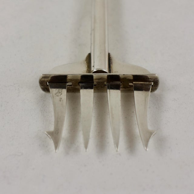 Metal Paye & Baker Sterling Silver Art Deco Mechanical Plunger Pickle Fork For Sale - Image 7 of 10