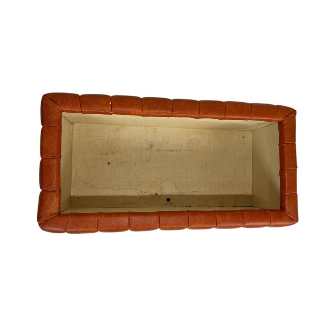 1950s Mid-Century Vinyl Upholstered Storage Bench With Lift-Top For Sale - Image 4 of 11