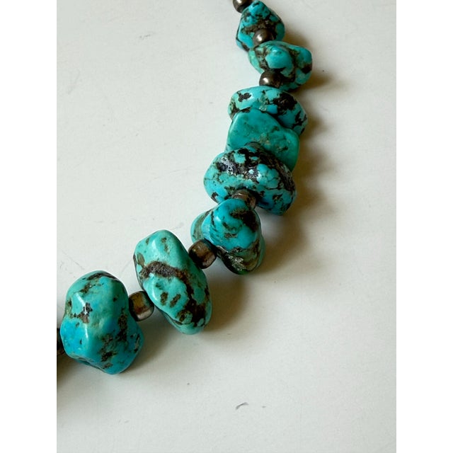 Vintage Native American Style Silver & Turquoise Necklace Arizona For Sale - Image 4 of 8