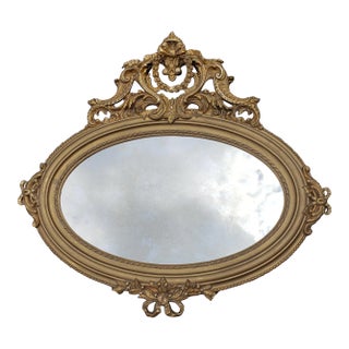 Louis XVI Style Giltwood Decorated Oval Wall Mirror For Sale