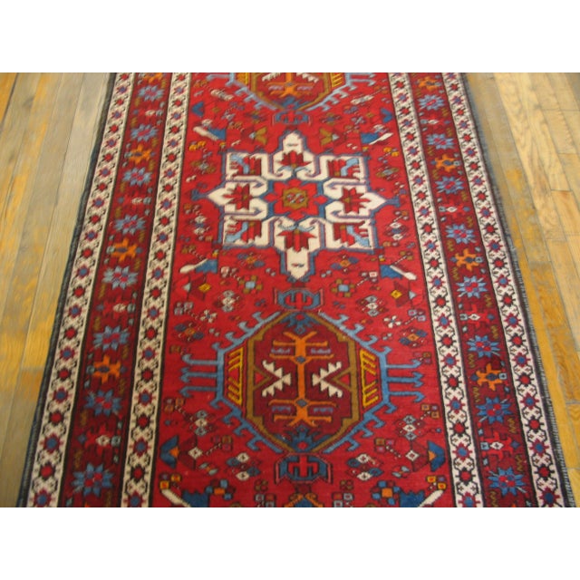 Beautiful Red Color With Unique Geometric Design Vintage Karajeh Rug For Sale - Image 4 of 5