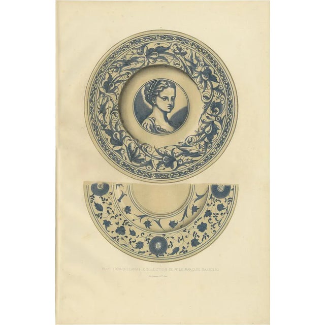 Delange, Porcelain Plate of Mr. Le Marquis Dazeglio, 1869, Paper For Sale