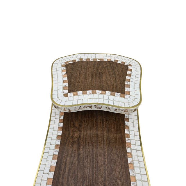 1950s Atomic Floating End Table Tile Top Mid Century Step Side Table Tiki For Sale - Image 13 of 13