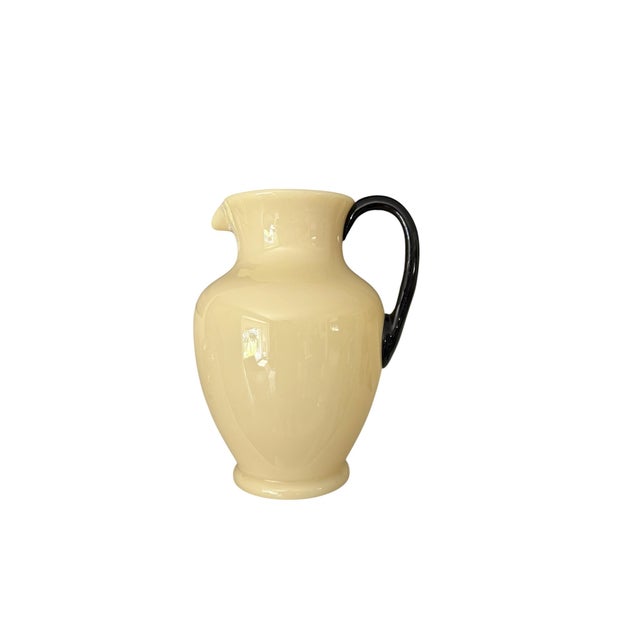 Art Deco Rare Attributed to Carder Steuben Ivory & Mirror Black Iced Tea Set, c.1930s – Pitcher & 7 Tumblers For Sale - Image 3 of 13