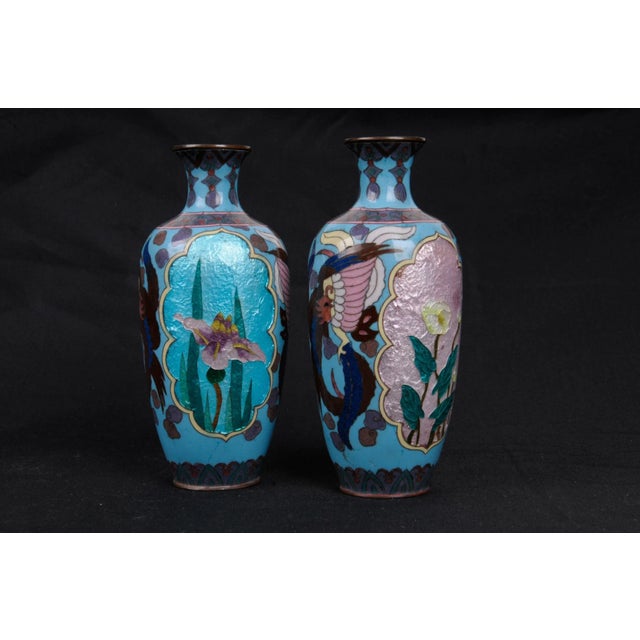Japanese Pair Mid 20th Century Japanese Enameled Akasuke Vases For Sale - Image 3 of 5