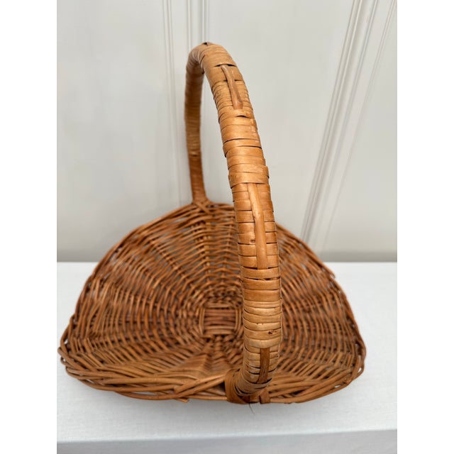 Monumental Vintage French Country Wicker Flower Gathering Basket For Sale - Image 10 of 12