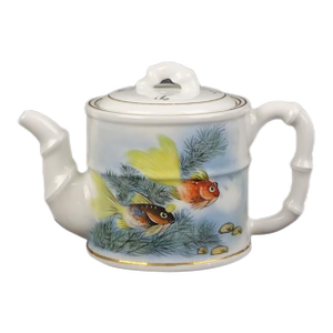 Chinese Vintage Porcelain Tea Pot China Famille Rose Porcelain Tea Pot Hand Painted Goldfish Pattern