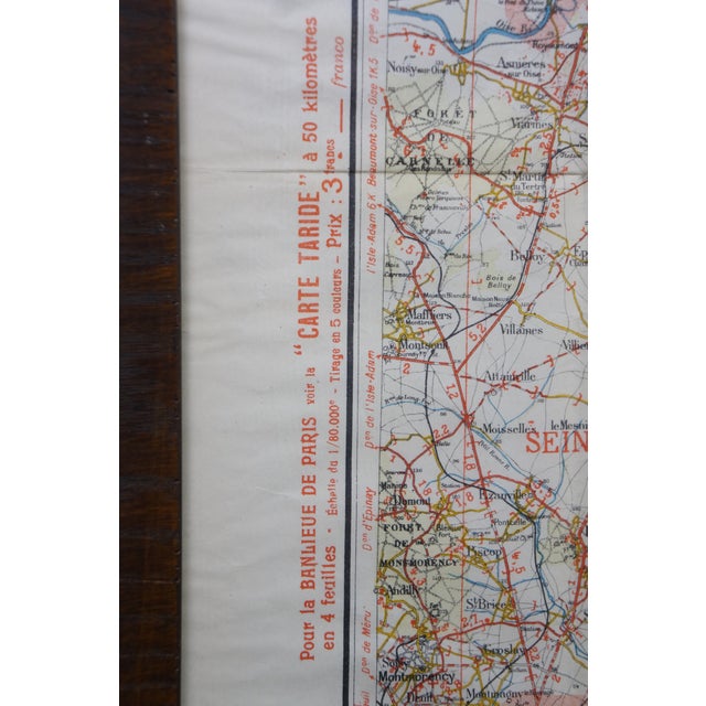 Antique French Victorian Carte Automobilistes & Cyclistes Paris Map 39" For Sale - Image 4 of 17
