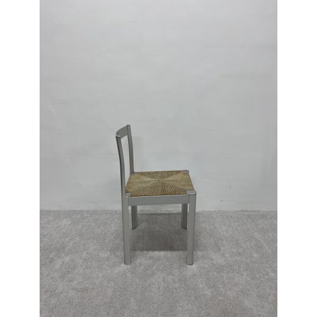 Anodized Aluminum With Cord Seat Vanity, Dining or Side Chair - Italy 1980s For Sale - Image 4 of 13