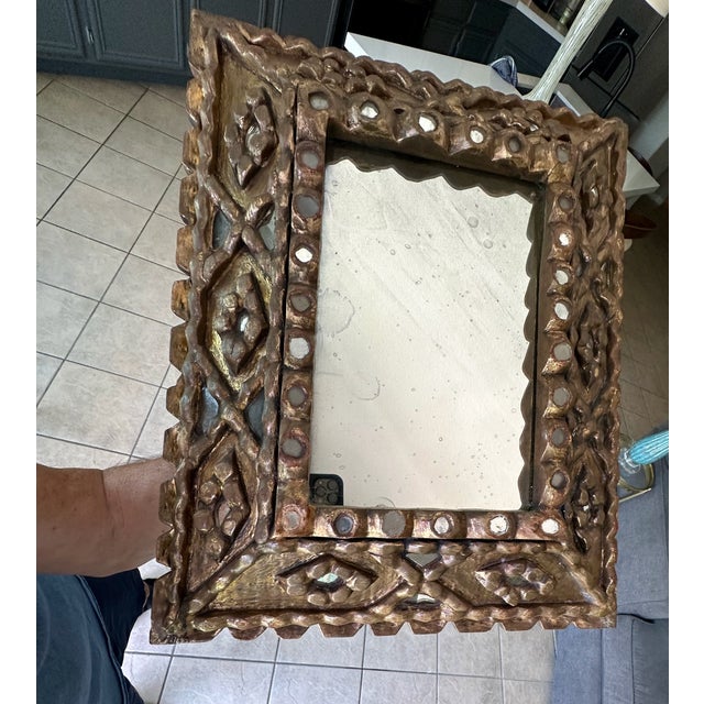 Spanish Colonial Style Gilt Wood Wall Mirror For Sale - Image 9 of 17