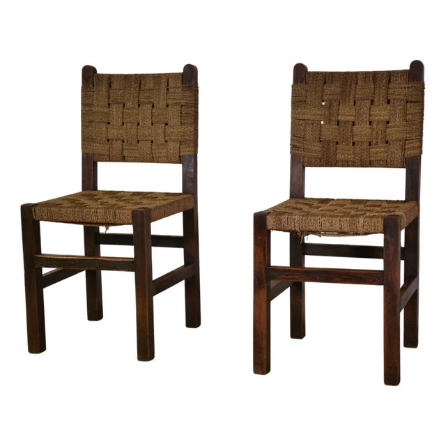 Brutalist Chairs with Braided Rope Seats, 1950s, Set of 2 For Sale