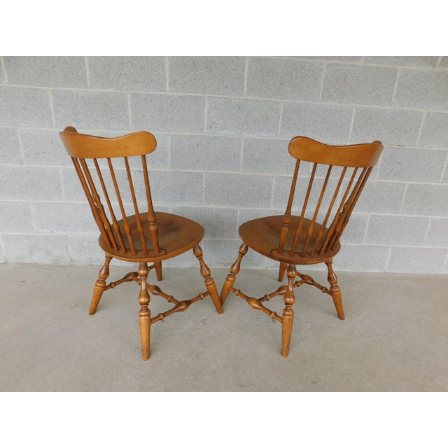 Brown Ethan Allen Heirloom Nutmeg Fan Back Windsor Side Chair - A Pair 10-6102 For Sale - Image 8 of 11