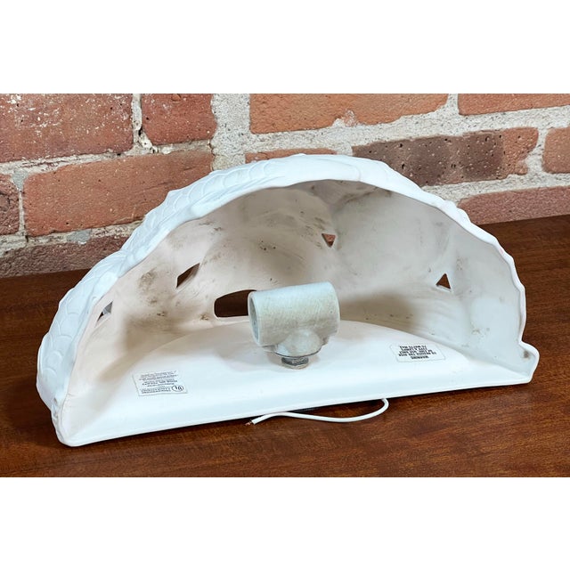 Vintage California Design White Plaster Koi Fish Wall Sconce Light Fixture For Sale In Providence - Image 6 of 7