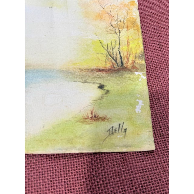 Art Deco Della Watercolor/ Pastel 1950s Loose Signed For Sale - Image 3 of 5