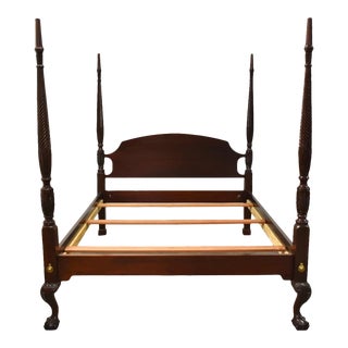 Chippendale Style Mahogany Queen Bed For Sale