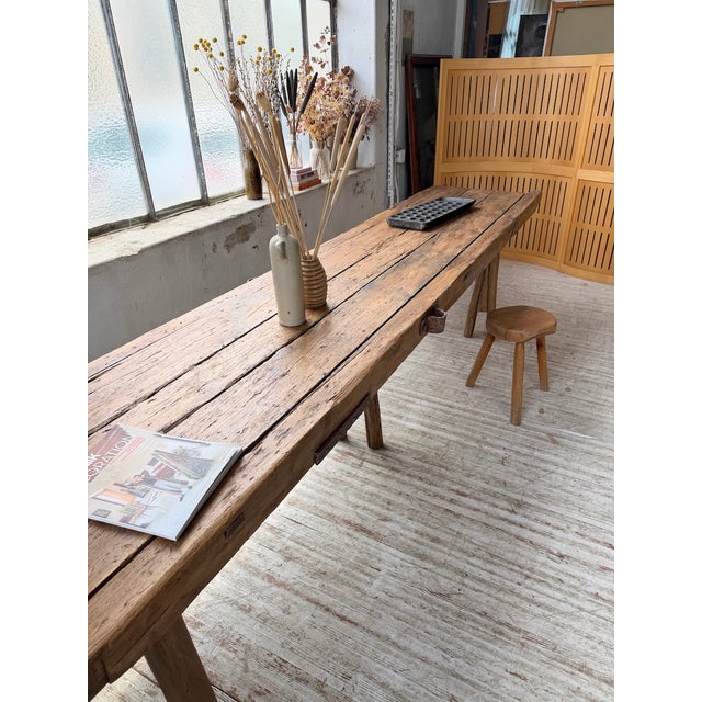 Brown Brutalist Folk Art Table in Pine and Oak, 1950s For Sale - Image 8 of 18