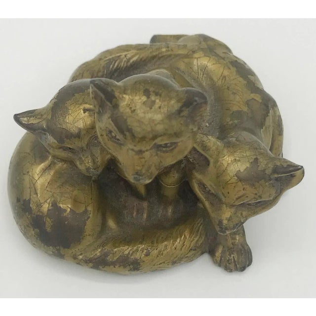 Mid-Century Modern Brass Fox Cub Paper Weight* For Sale - Image 3 of 5