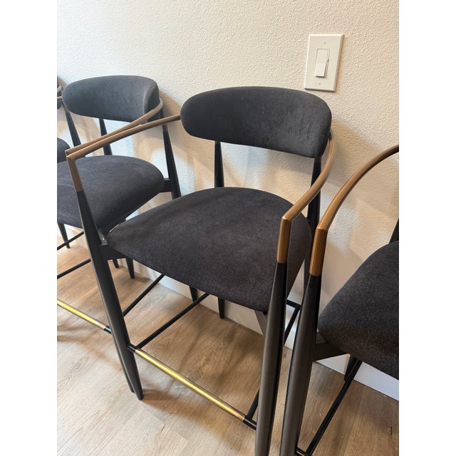 2020s 4 Handcrafted Bar Height Stools From Arhaus Jagger Dining Collection. For Sale - Image 5 of 6