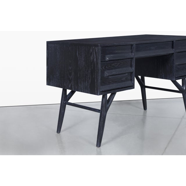 Wood Vintage Black Cerused Desk by Jack Van Der Molen for Jamestown Lounge Co. For Sale - Image 7 of 14