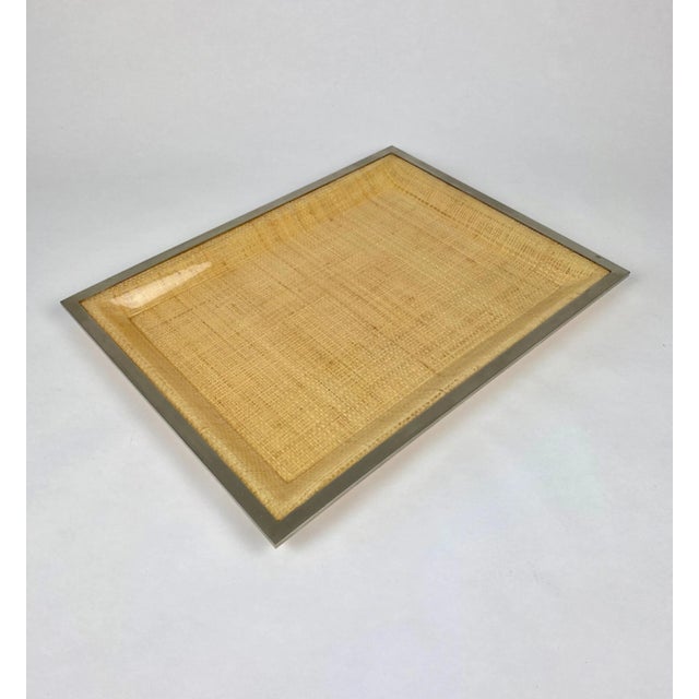 Wicker & Acrylic Serving Tray from Janetti, Italy, 1970s For Sale - Image 4 of 11