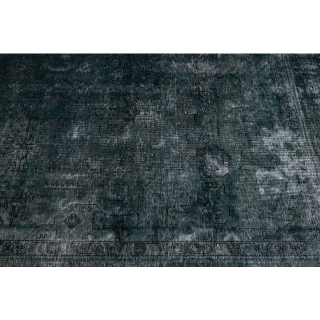 Blue Vintage Overdyed Handmade Allover Designed Wool Rug 8'8" X 11'8" For Sale In New York - Image 6 of 10