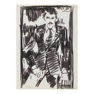 Man in a Suit 20th Century Ink For Sale