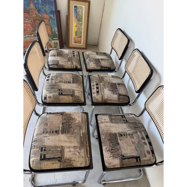 Vintage Italian Marcel Breuer-Style Cesca Chrome and Cane Dining Chairs – Set of 6 For Sale - Image 10 of 12