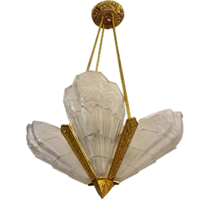 1920s French Art Deco Chandelier Signed by J Robert