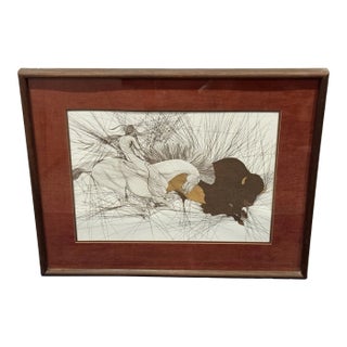 Late 20th Century Guillaume Azoulay (1949-) Matted & Framed Original Etching "La Bete" For Sale