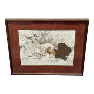 Late 20th Century Guillaume Azoulay (1949-) Matted & Framed Original Etching "La Bete"