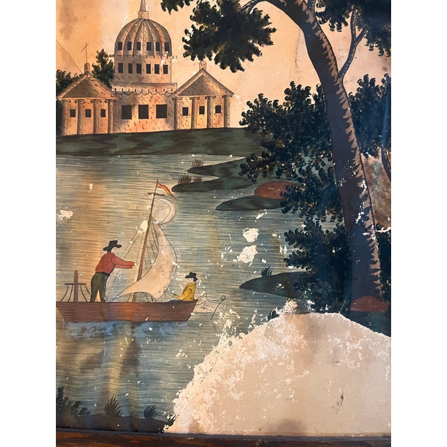 19th Century Gouache on Paper Painting of Italian Architecture $ People by a River For Sale - Image 9 of 10