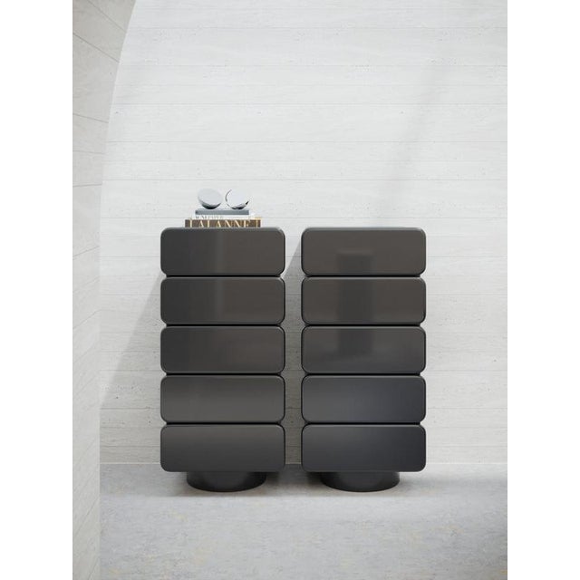 Marte D5 Cinquino High Dresser with 5 Drawers and Black Finish by Ultramobili For Sale - Image 9 of 12