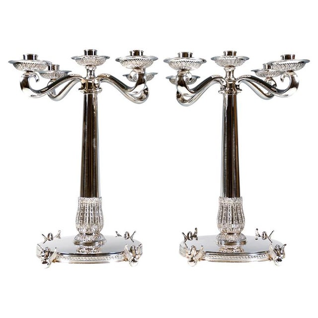 Art Deco Silver Candelabras with Palmette Decoration, Spain, 1934, Set of 2 For Sale - Image 13 of 13