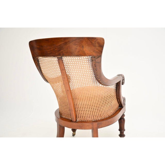 Brown Antique William IV Cane and Leather Armchair, 1830s For Sale - Image 8 of 13