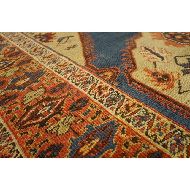 1880s Blue Navy - Camel Medallion Antique Persian Sultanabad Rug 4'5" X 6'9" Handknotted Wool Carpet For Sale - Image 13 of 18