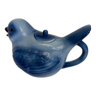 Vintage Chinoiserie Blue Bird Teapot For Sale