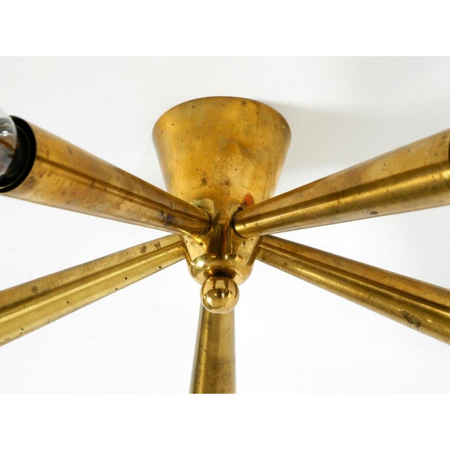 Gold Mid-Century Modern Sputnik Brass Ceiling Lamp with Five Arms, 1950s For Sale - Image 8 of 18