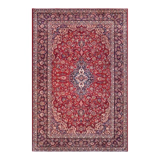 Shabby Chic Antique Red/Blue Wool Rug - 9'3'' X 13'8'' For Sale