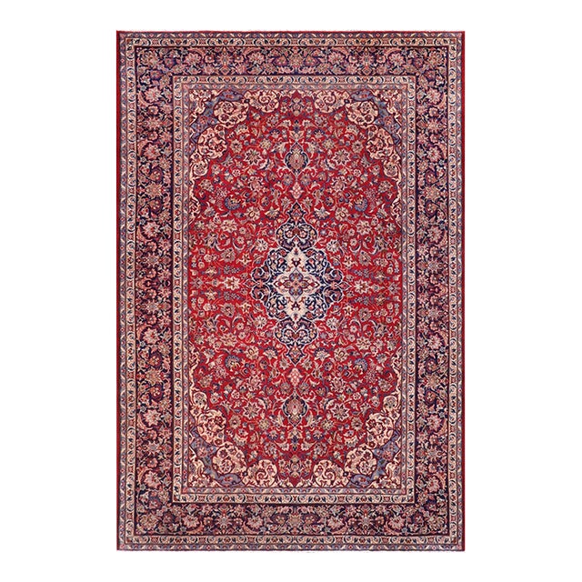 Shabby Chic Antique Red/Blue Wool Rug - 9'3'' X 13'8'' For Sale
