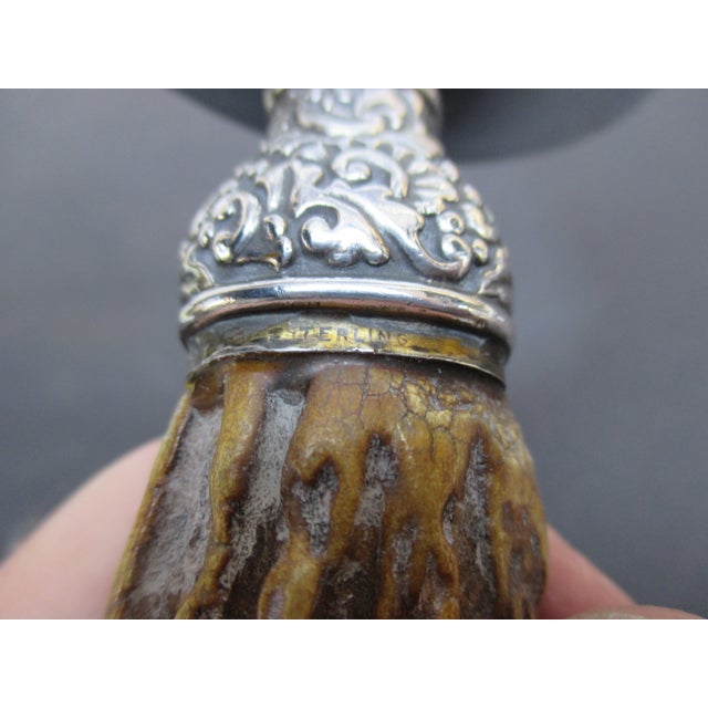 Vintage Stag-Handle and Sterling Silver Magnifier Glass. For Sale - Image 4 of 7