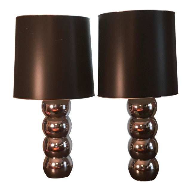 1970’s George Kovacs Mid-Century Modern Chrome Stacked Chrome Ball Lamps - a Pair For Sale
