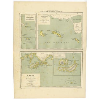 Antique Map of the West Indies and Ambon in Indonesia, 1900 For Sale