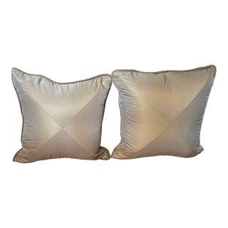 Silk Sofa Pillows With Rope Style Silk Trim- Set of 2 For Sale