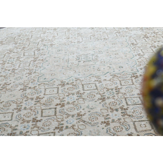 1970s Vintage Persian Handknotted Wool Beige Oversize Area Rug For Sale - Image 4 of 11