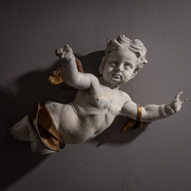 Wood Baroque Angel, 18th Century For Sale - Image 7 of 8